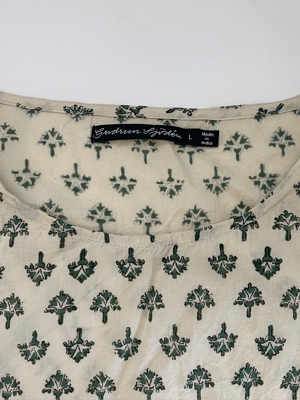 Gudrun Sjoden Thistle Woven Organic Cotton Block Print Dress Size L - Picture 2 of 5